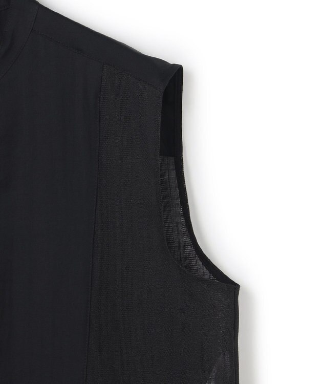 BEIGE， GOSHE / サテン切替 シアースタンドブラウス Black