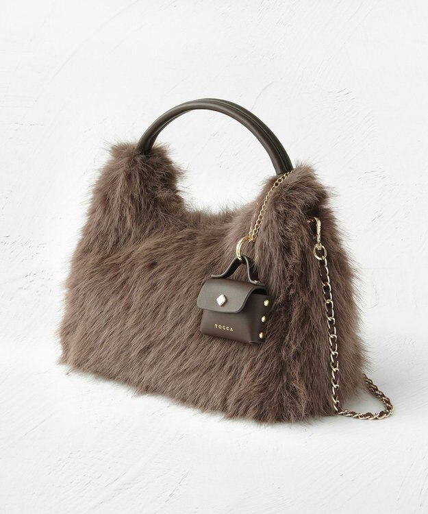 TOCCA WAFFLE FUR BAG 2WAYファーバッグ ベージュ系