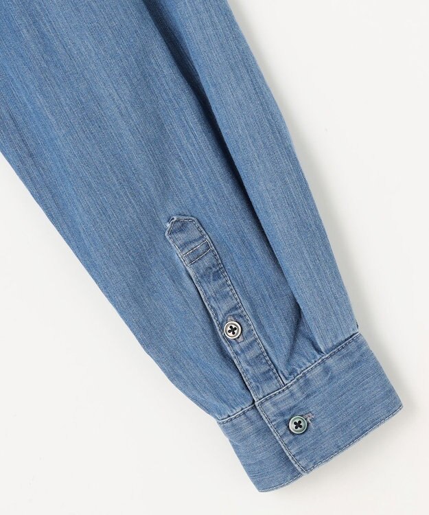 J.PRESS LADIES 【洗える・セットアップ対応】5ozバージラコンパクト ピンタック ブラウス ダルブルー系