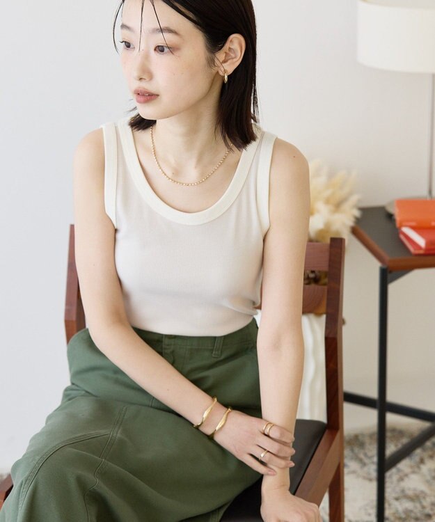 AMERICAN HOLIC バイカラーテレコタンクトップ Light Beige