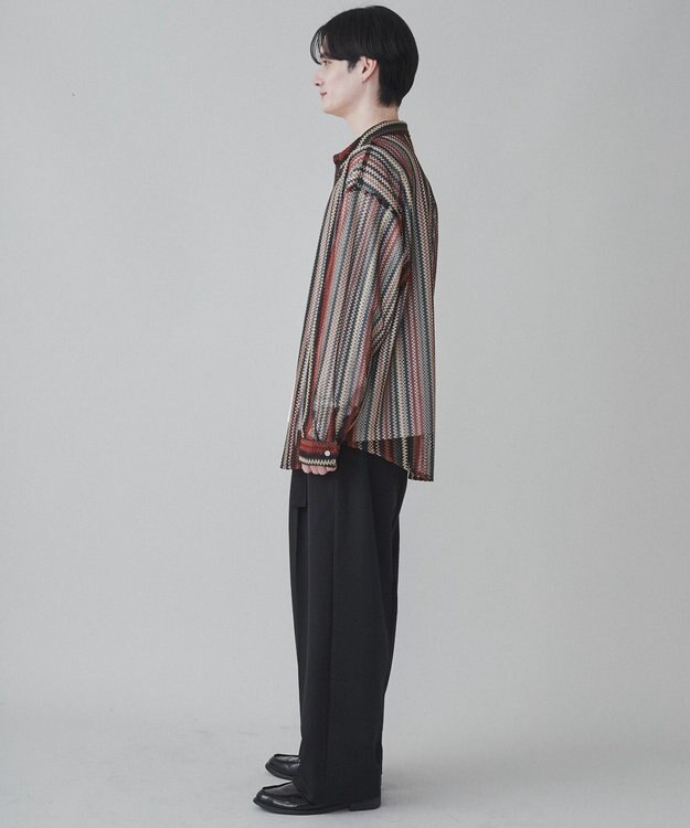 WEGO 【ユニセックス着用ITEM】ストライプメッシュBIGシャツ 柄2