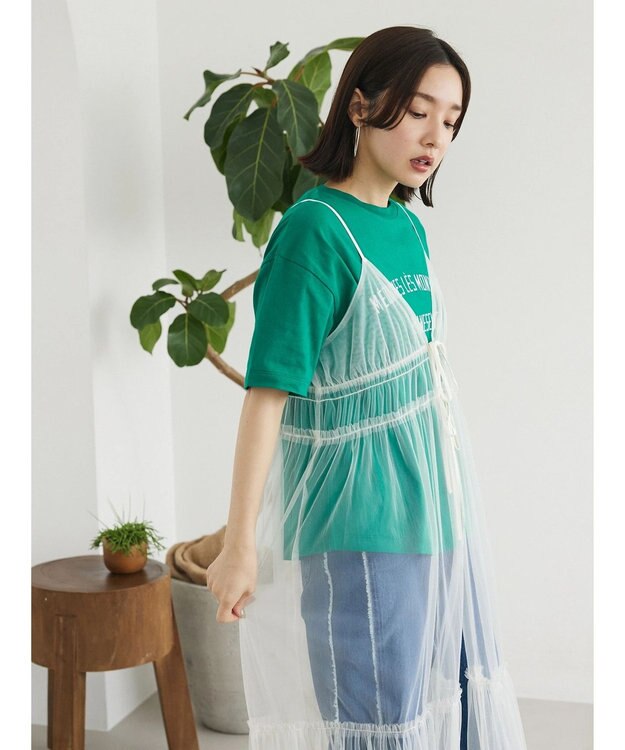 Green Parks ・ＥＬＥＮＣＡＲＥ　ＤＵＥ　２ｗａｙチュールキャミワンピ Off White