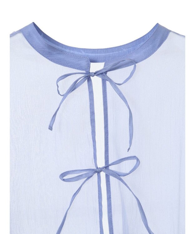 earth music&ecology シアーリボンシャツ Blue