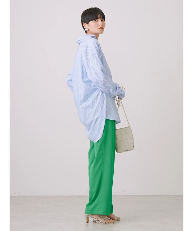 AMERICAN HOLIC ＵＶカット加工バックタックシャツチュニック Stripe Sax