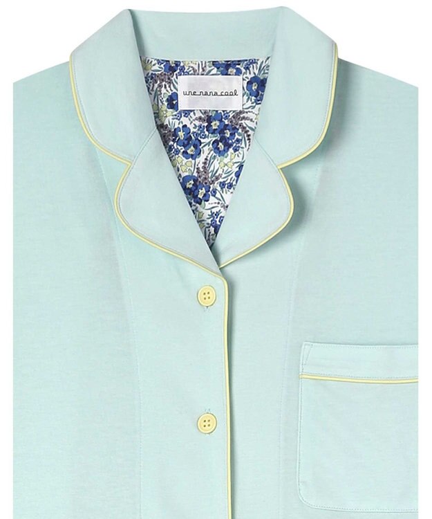 une nana cool 【綿100%】スビン天竺 半袖開襟パジャマ MADE WITH LIBERTY FABRIC サックスブルー