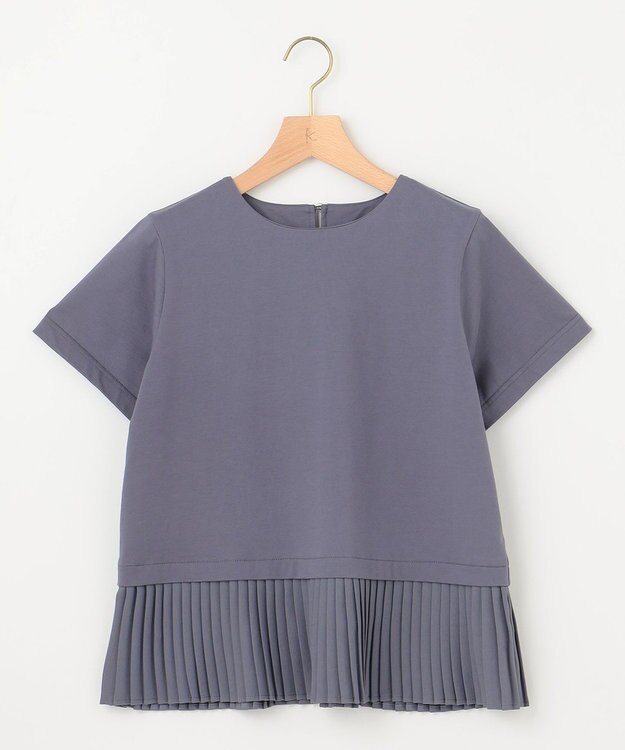 組曲 L クールプレーティング天竺プリーツ カットソー チャコールグレー系