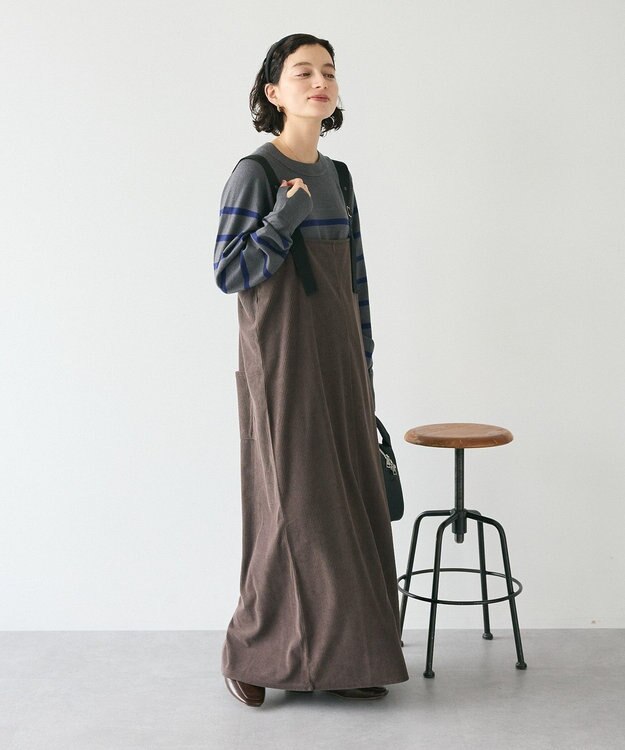 CRAFT STANDARD BOUTIQUE カットコーデュロイジャンパースカート Charcoal Gray