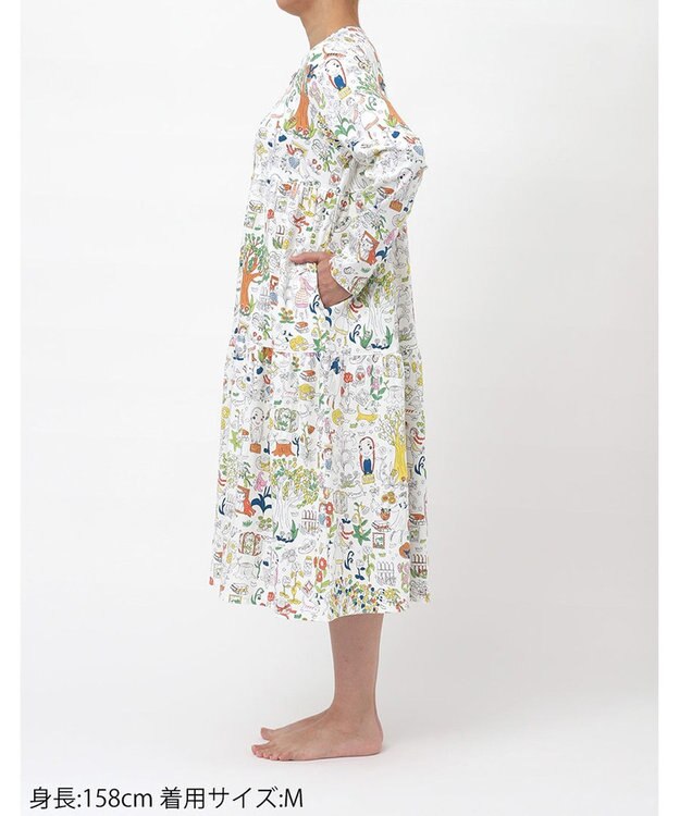 tsumori chisato SLEEP ツモリチサト ルームウエア ワンピース 長袖 綿100%(本体) ロング丈(ふくらはぎ付近) UNX533 /ワコール アイボリー
