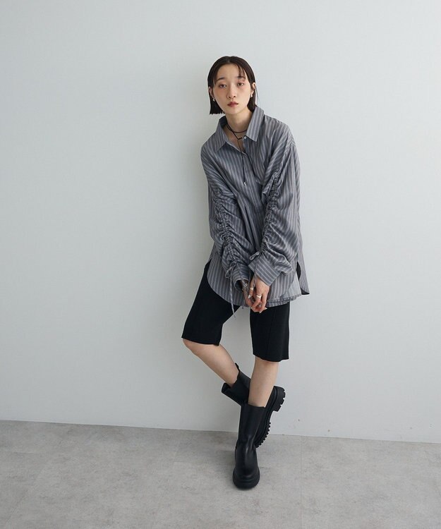 Green Parks ドロストシャーリングウエストタックシャツ Charcoal Gray