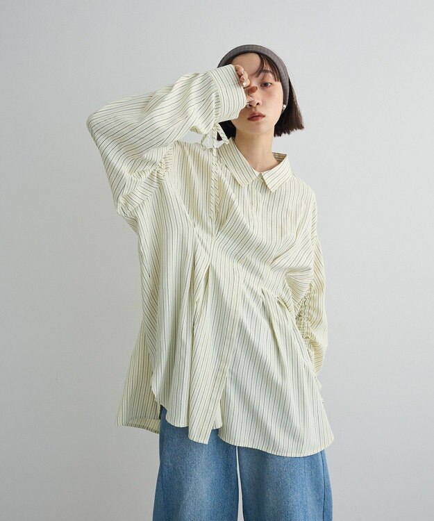 Green Parks ドロストシャーリングウエストタックシャツ Ivory