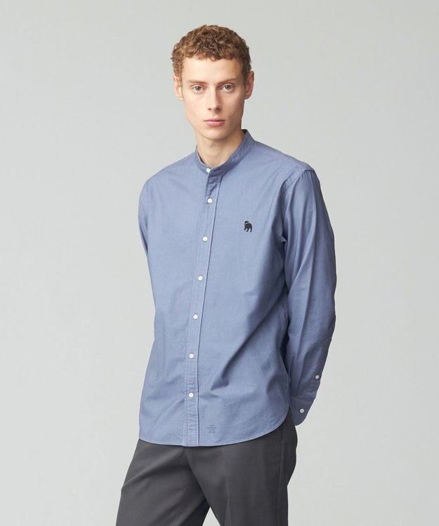 J.PRESS MEN 【オックス ガーメントダイ】バックブルバンドカラーシャツ サックスブルー系