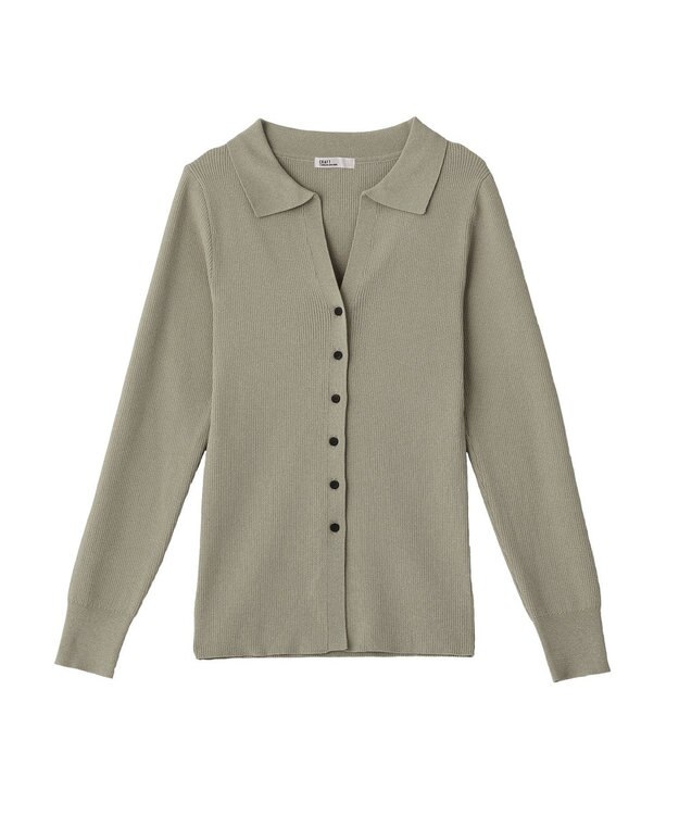 CRAFT STANDARD BOUTIQUE 襟付きコンパクトリブニットカーディガン Charcoal Gray
