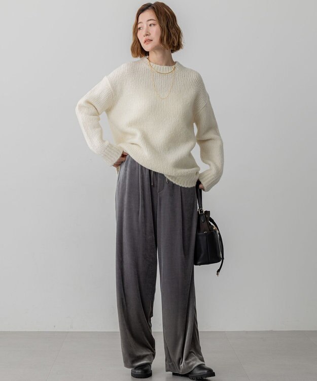 23区 【GOLD LABEL】プレミアムベロア ドロスト ワイドパンツ ライトグレー系