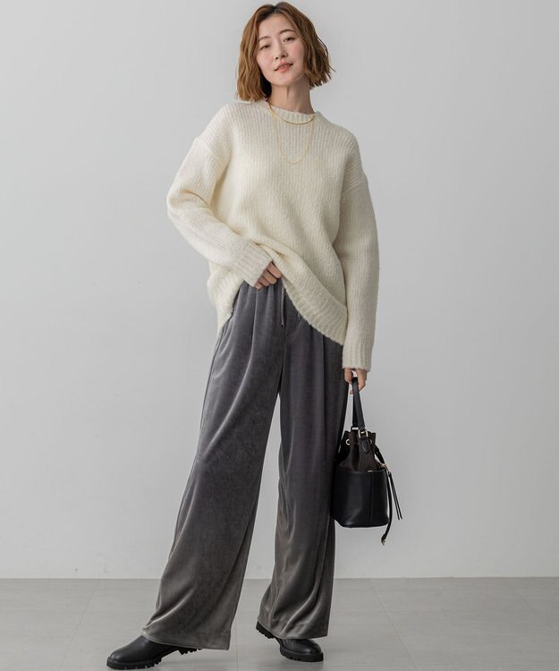 23区 【GOLD LABEL】プレミアムベロア ドロスト ワイドパンツ ライトグレー系