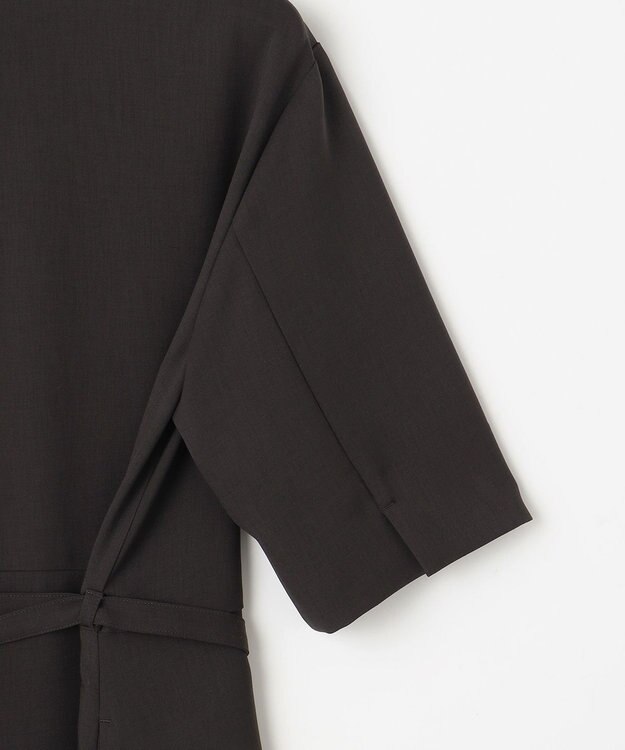 23区 【撥水加工/洗える】キューティクルストレッチツイル イレギュラーヘム ワンピース ダークブラウン系