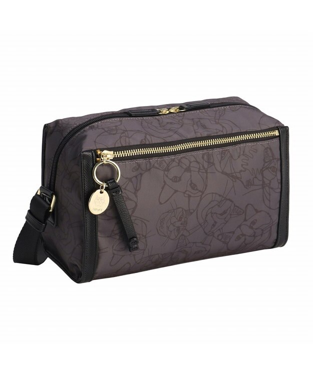 ACE BAGS & LUGGAGE HAyU × ace.  ユッカ ショルダーバッグ 17832 チャコール（ネコヘッド柄）