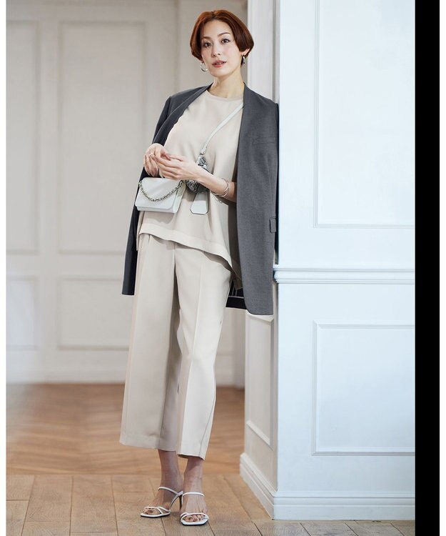 ICB 【接触冷感・UVケア・速乾・洗える】FluidBackSatin Tブラウス トープ系