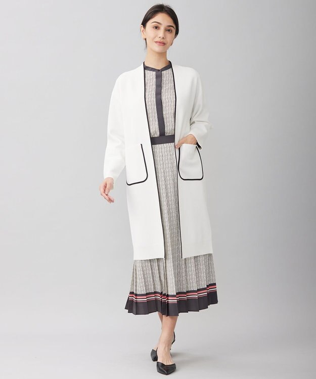 自由区 【セットアップ対応・洗える】モノグラムプリント スカート ベージュ×スレート