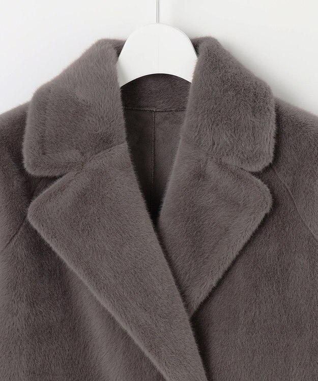 自由区 エコミンクショート コート ダークブラウン系