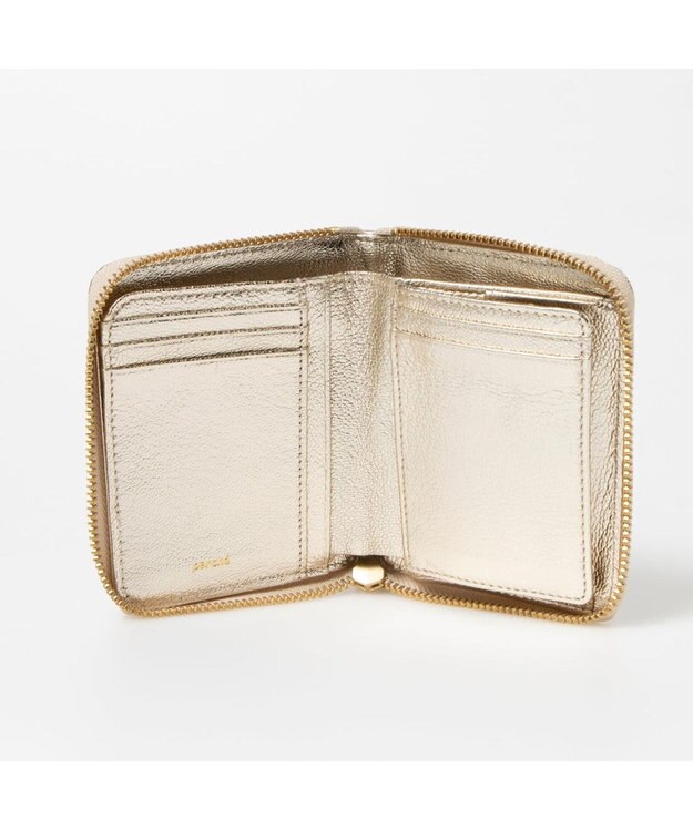 UNBILLION ペルケ perche / ドット刺繍ラウンドパームフィットウォレット ゴールドドット