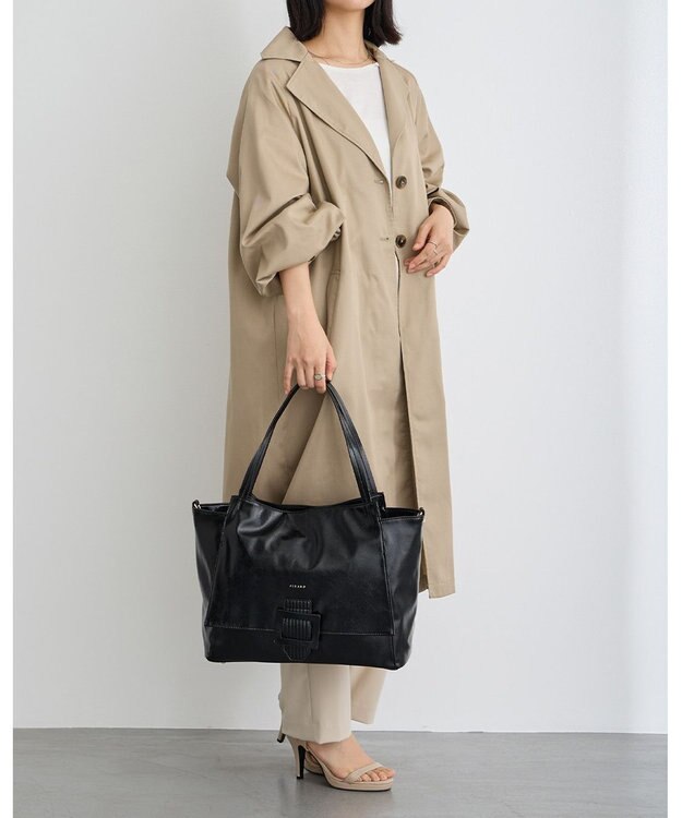 MioFIRANO バックル付きトートバッグ＆ショルダーバッグセット 2WAY A4サイズ対応　FIRANO フィラノ BLACK