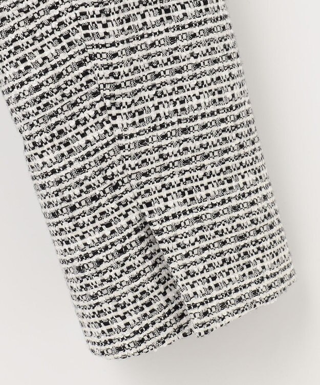 23区 【セットアップ対応】ライトシャインツイード ノーカラー ジャケット ブラック系