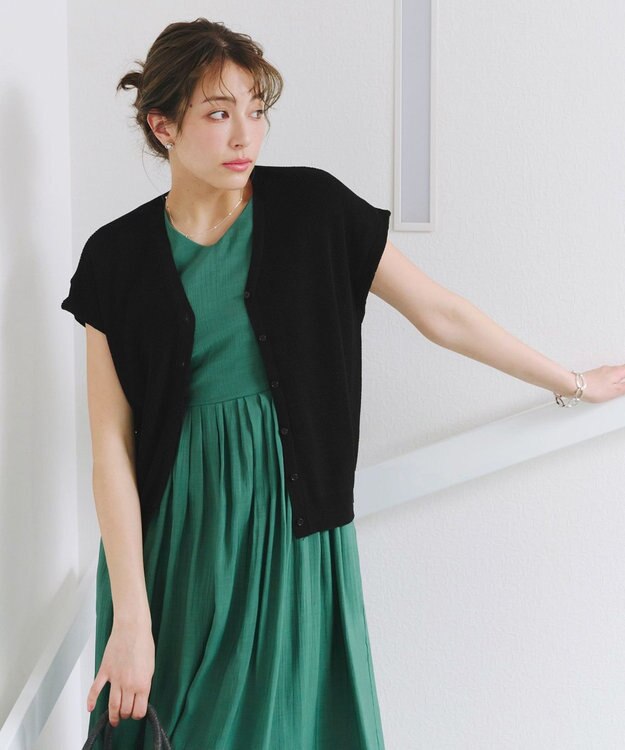 Tiaclasse 【洗える】リネンタッチカーディガン ブラック