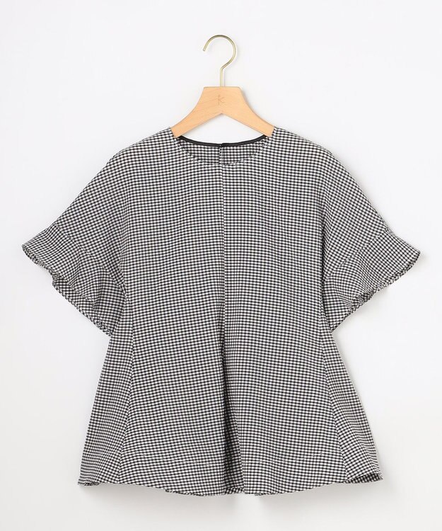 組曲 【先行予約】サッカーギンガムチェック ペプラムブラウス ホワイト系3