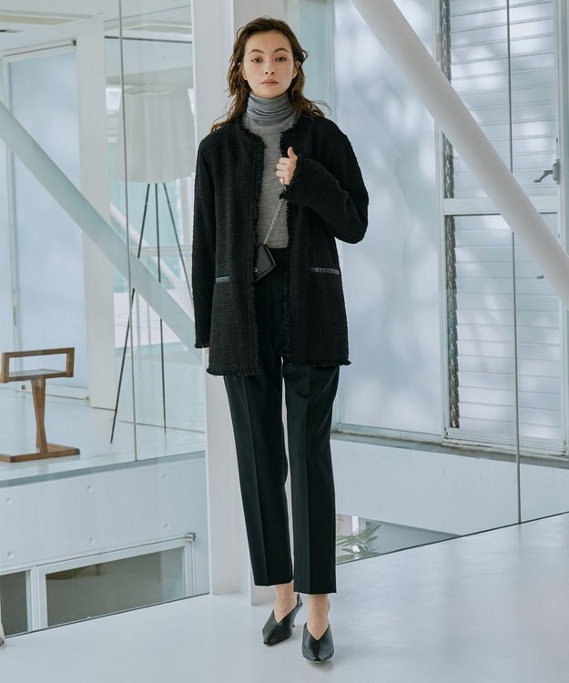 ICB 【洗える・WEB限定カラーあり】 ウールミルドサキソニー テーパードパンツ ブラック系