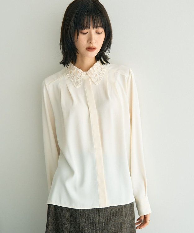 YECCA VECCA 2wayレース襟ブラウス Off White
