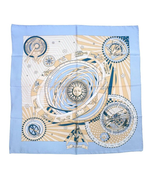 Marca ＜春の新色！＞【Marcaオリジナル】12宮   大判 シルクツイル スカーフ サックス