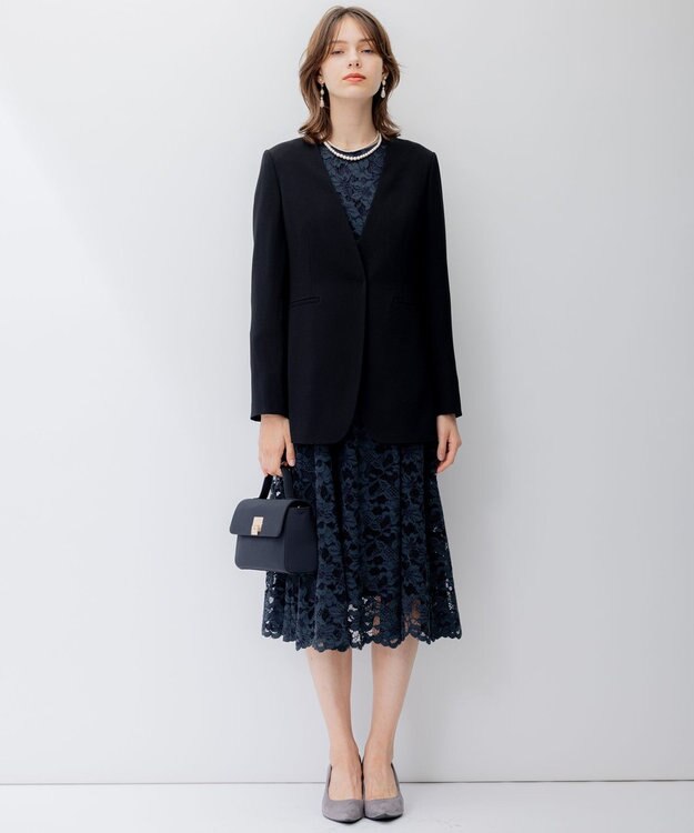 23区 L 【APPLAUDIR】ラッセルフラワーレース ドレス ネイビー系