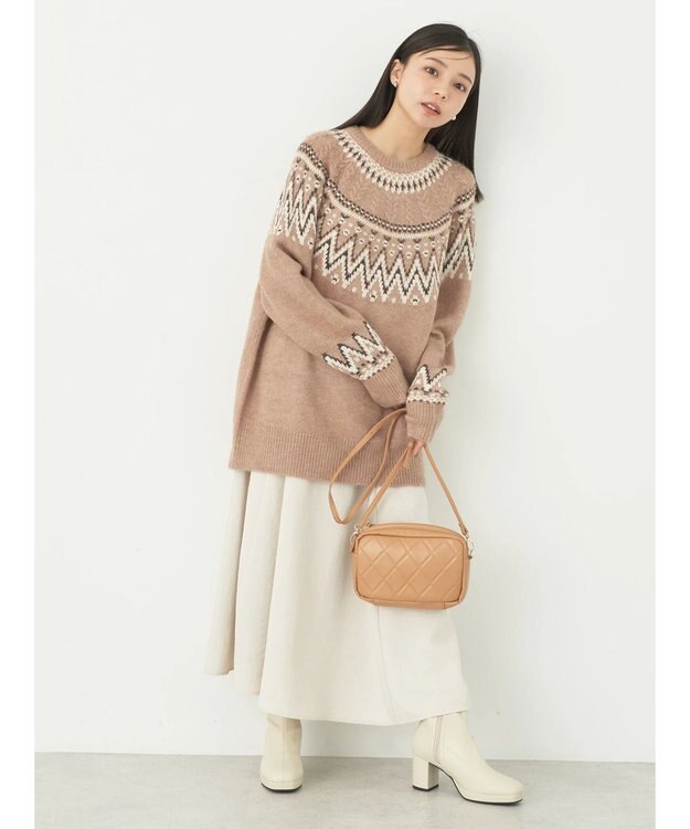 earth music&ecology オーロララメノルディックチュニック Mocha