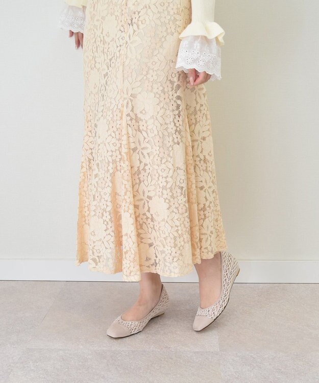 Bridget Birkin 【Bridget Birkin】レースチュール切り替えパンプス ベージュ雑材