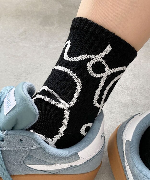 WEGO ニュアンスリブ底パイルクルーソックス ブラック