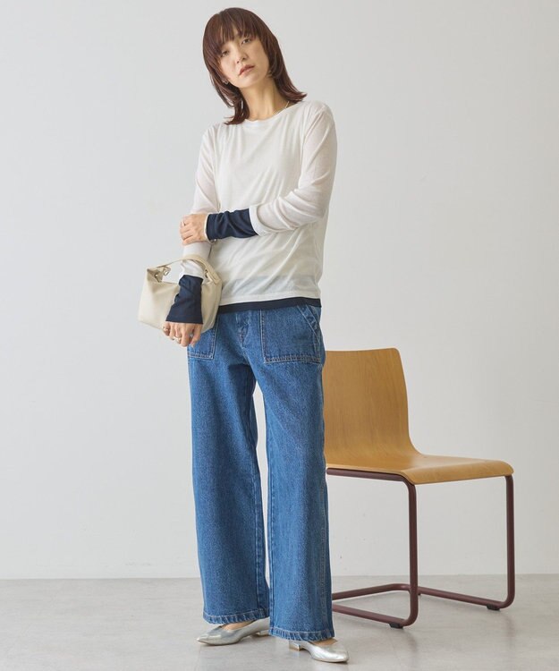 AMERICAN HOLIC 配色シアーレイヤードプルオーバー Navy