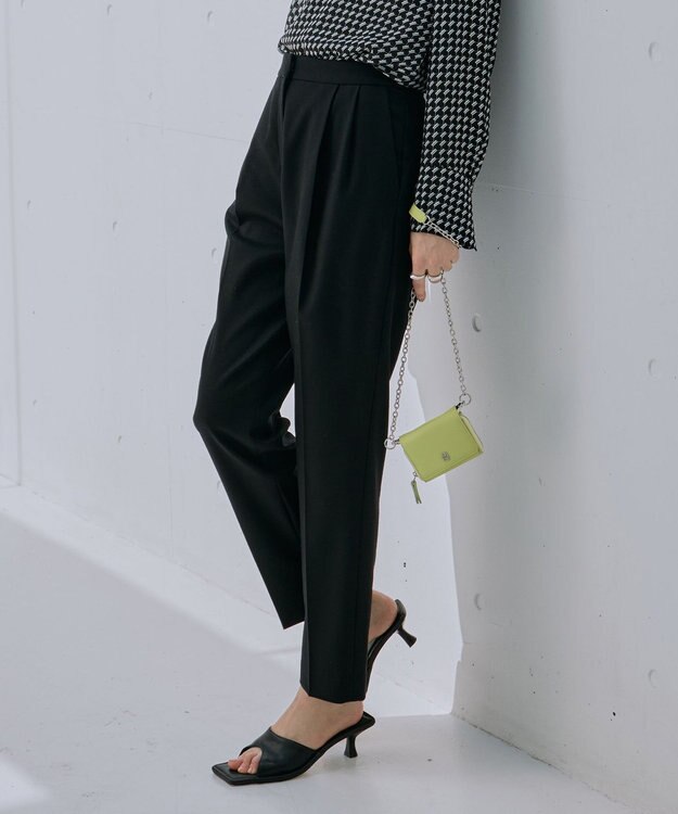 ICB 【洗える・WEB限定カラーあり】 ウールミルドサキソニー テーパードパンツ ブラック系