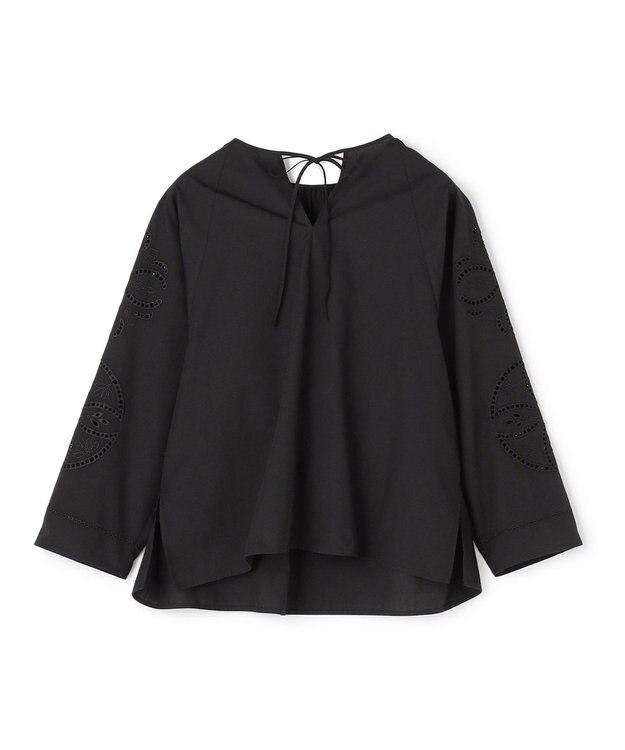 UNFILO L エンブロイダリー ブラウス ブラック