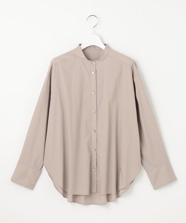 自由区 【スタイリストコラボ・洗える】SOMELOSバンドカラー シャツ モカ