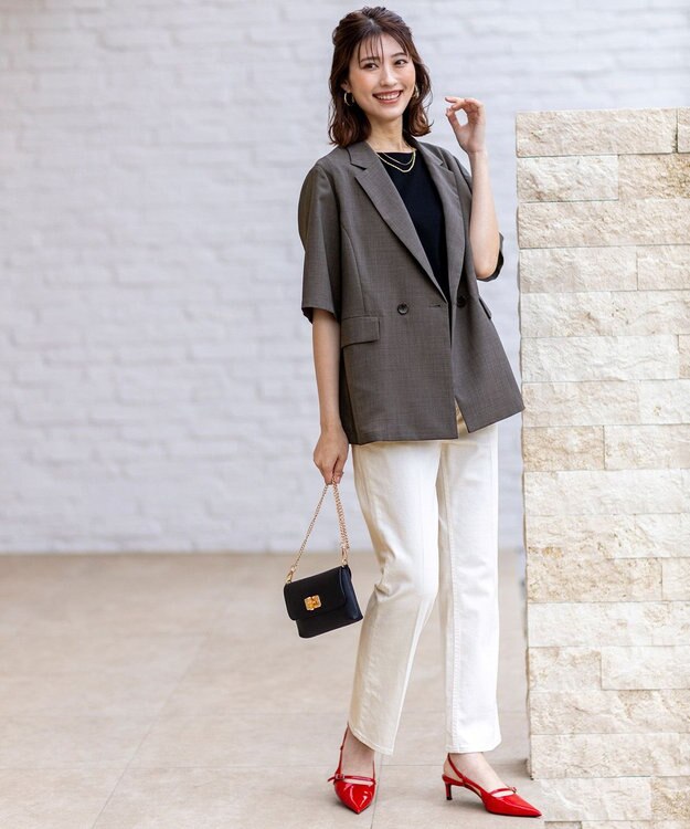 ANY SIS L 【美Denimシリーズ】センタープレスセミフレア デニム オフ