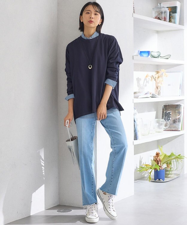 23区 L 【Oggi4月号掲載/洗える】CANCLINI ベーシック シャツ マリンブルーストライプ