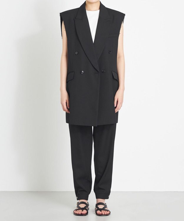 NAVE ウールポリエステルツイル ジレ ブラック系