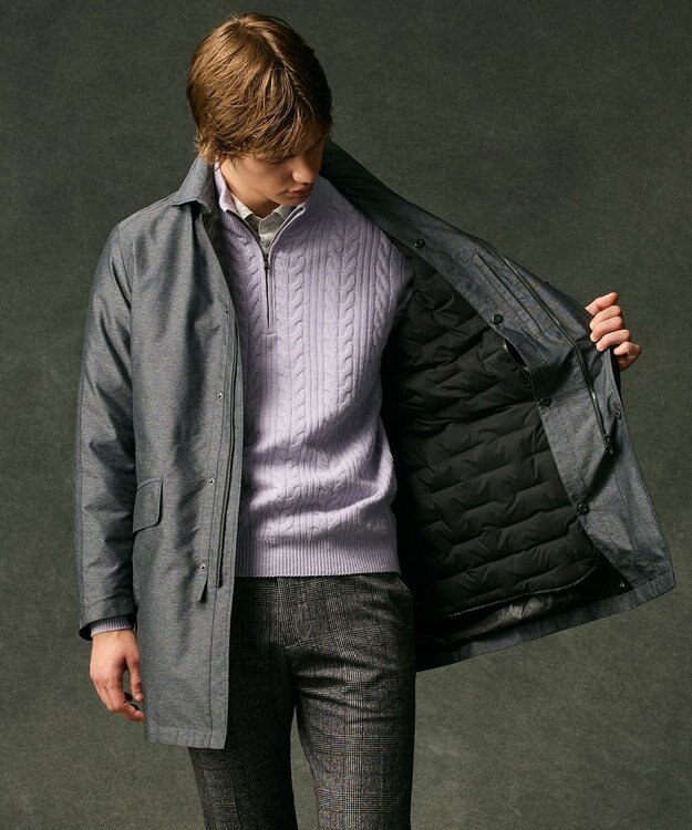 JOSEPH ABBOUD 【外せるダウンライナー/軽量】2WAYインターレース ダウンコート グレー系