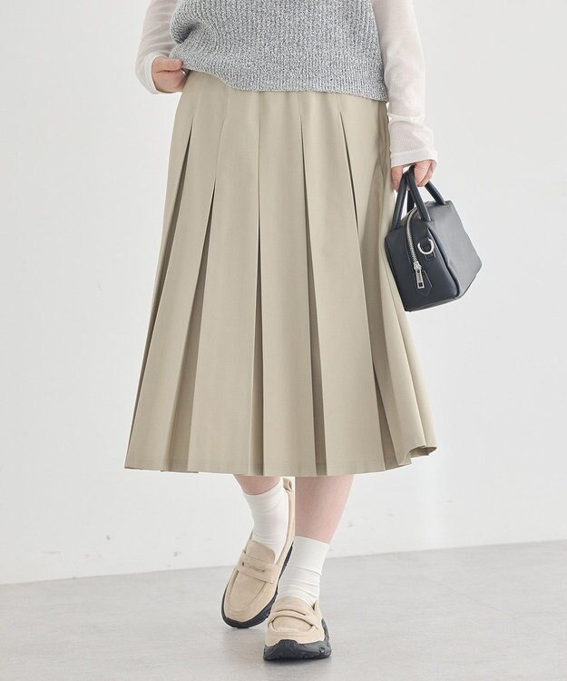 earth music&ecology タックプリーツミディスカート Light Beige