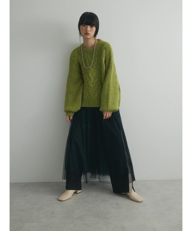 Green Parks armonia. ケーブルニットプルオーバー Light Green