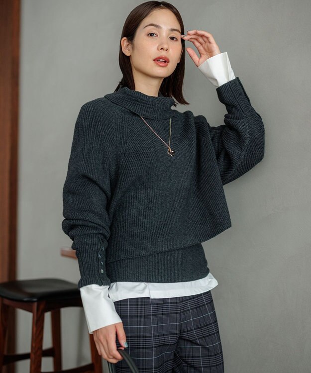 組曲 【WEB限定・2SET】オフショル風NEWツイン ニット チャコールグレー系