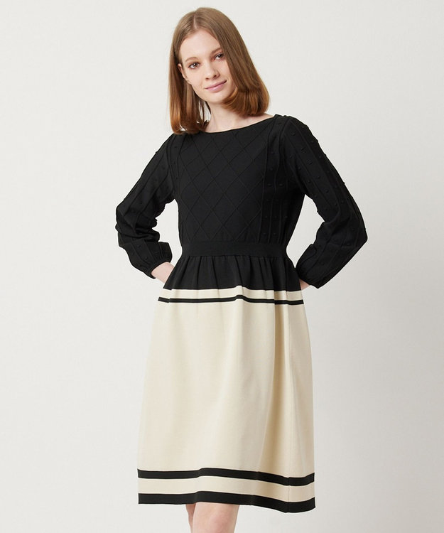 TOCCA 【洗える！】BI COLOR PONPON KNIT ニットドレス ブラック系