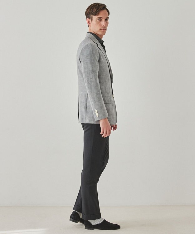 GOTAIRIKU 麻混・襟しっかり【洗える/通気性】ノルマンディーリネン ボタンダウンポロシャツ(25年モデル) グレー系