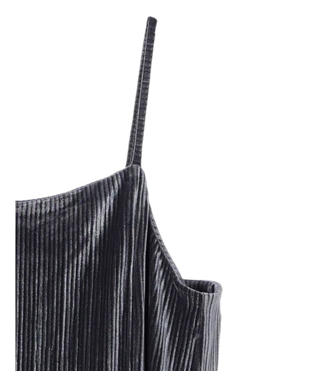 earth music&ecology ベロアプリーツキャミワンピース Gray