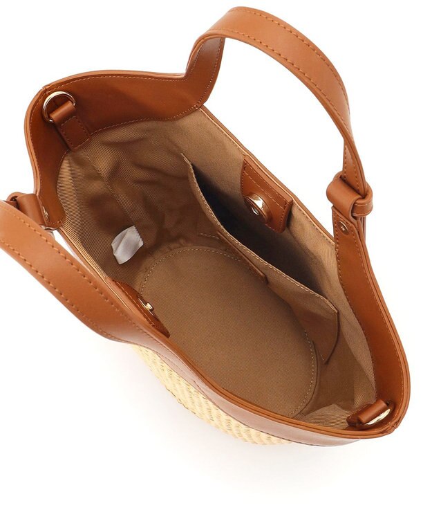 23区 雑材 ショルダーバッグ ナチュラル×ブラウン